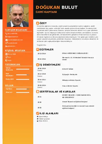 Gemi Kaptanı CV Örnekleri cv indir